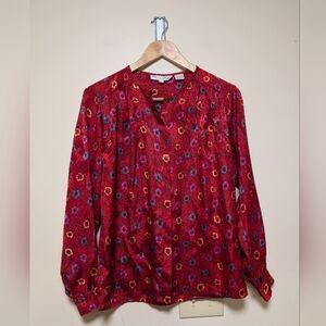 Oscar de la Renta Expression Floral Satin Blouse – Size 4 (Vintage)